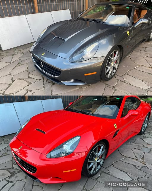 Ferrari California antes e depois: de cinza para vermelho