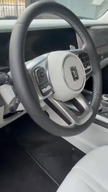 Volante revestido em couro branco e preto